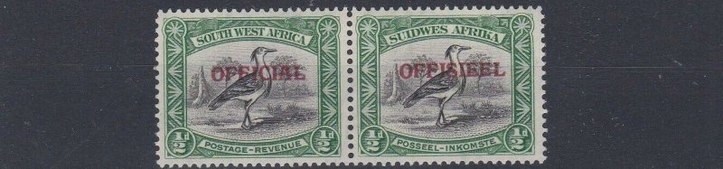 SOUTH WEST AFRICA  1945 - 50  S G 018  1/2D  BLACK & EMERALD OFFICIAL  MH