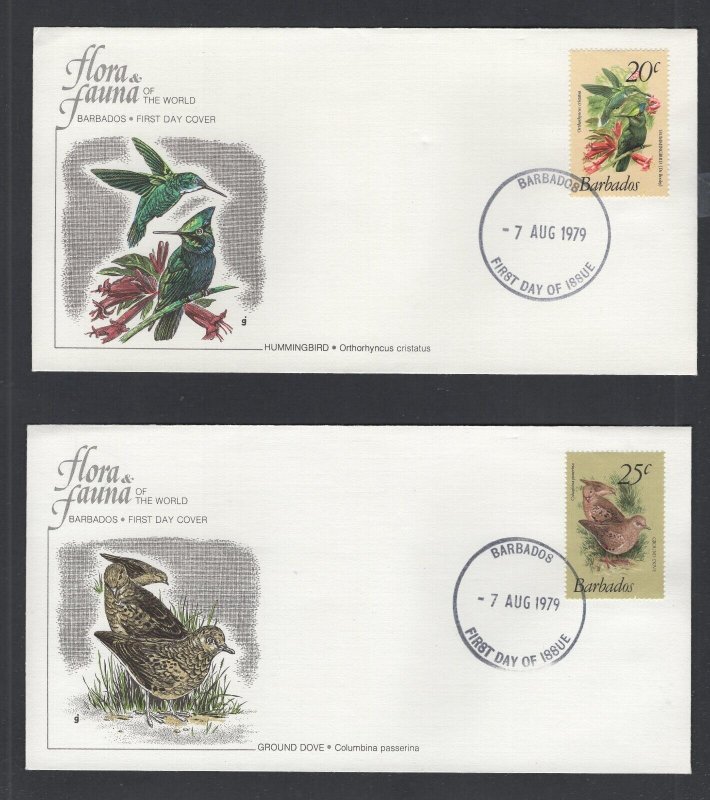 Barbados #495-508 (1979 Birds short set) on 14 unaddressed cachet FDC