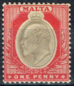Malta 1903 1d Blackish Brown & Red SG39 Fine Very Lightly Mtd Mint