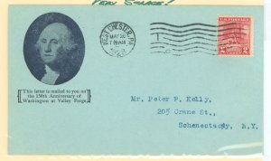 US 645 1928 2c General George Washington kneeling in prayer on the First Joseph W. Stoutzenberg cachet FDC - scarce