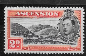 ASCENSION SG41aa 1944 2d BLACK & RED-ORANGE p14 MOUNTAINEER FLAW MNH