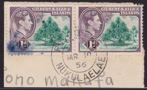 GILBERT & ELLICE IS GVI on 1956 piece POST OFFICE / NUKULAELAE cds..........2684