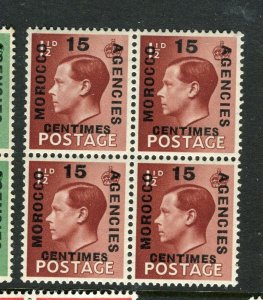 BRITISH MOROCCO AGENCIES; 1936 early ED VIII surcharged issue MINT BLOCK