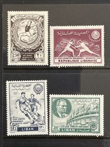 1957 Lebanon Pan Arab Games Complete Set Sc# 313-4 + C243-4 MH