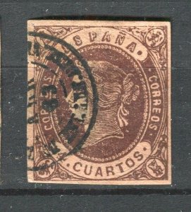SPAIN; 1862 classic Isabella Imperf issue used 4c. value