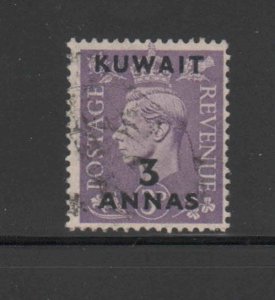 KUWAIT #77  1948  3a on 3p   KING GEORGE VI SURCHARGED   F-VF  USED   d