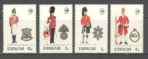 GIBRALTAR Sc# 276 - 279 MNH FVF Set of 4 Soldier Uniforms