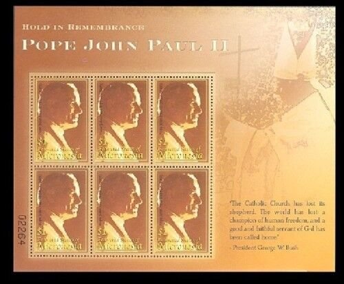 Micronesia 2005 - POPE JOHN PAUL II SHEET OF 6 STAMPS - MNH