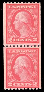 MOMEN: US STAMPS #487 COIL LINE PAIR MINT OG NH VF+ LOT #78094*