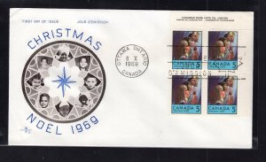 Canada #502 UR PB (1969 5c Christmas) Rosecraft-A cachet FDC unaddressed