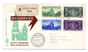 Vatican FDC Venetia 1957 Mariazell travelled Racc. for Italy