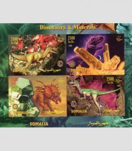 Somalia 2003 DINOSAURS MINERALS Lions Rotary Emblem Sheet Imperforated Mint (NH)