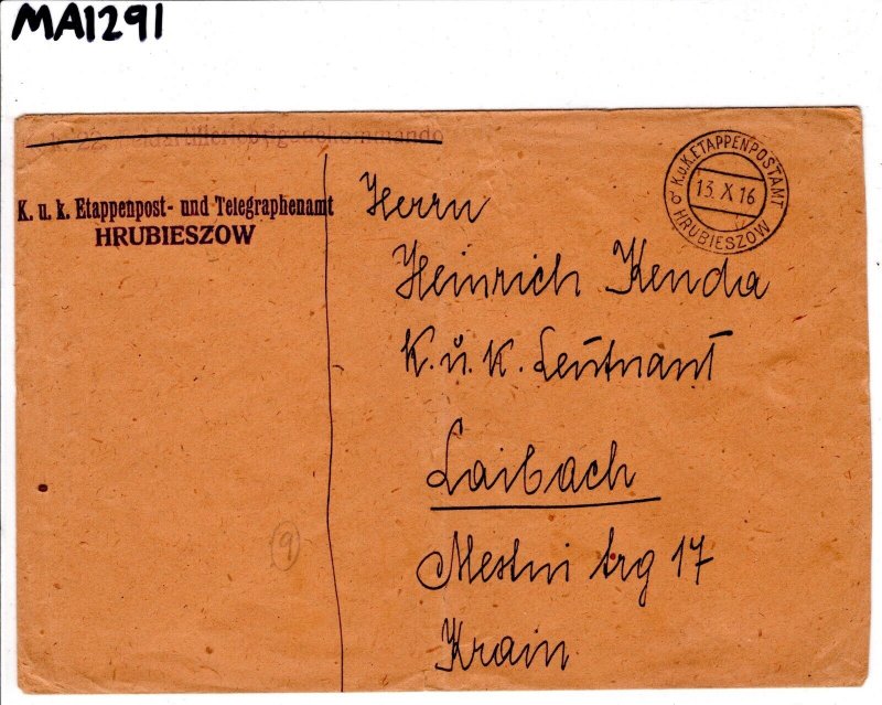 AUSTRIA/POLAND WW1 Occupation *HRUBIESZÓW* CDS Military SLOVENIA 1916 MA1291