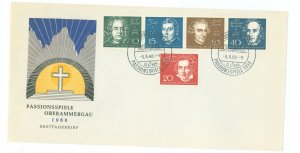 Germany 804a-e 1959-1960 Composers set of five from the souvenir sheet of 1959 affixed to a cachet cover & special cancel for th