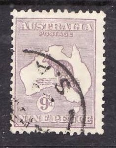 Australia-Sc#97- id7-used 9p violet-Animals-Maps-Kangaroo-1929-30-