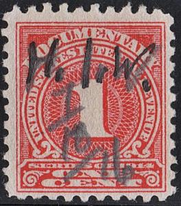 R207 1¢ Documentary Stamp (1914) Used