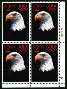 2540 $2.90 EAGLE PRIORITY PLATE BLOCK MINT NH