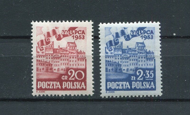 POLAND 1953 36th ANNIVERSARY PEOPLES POLAND SCOTT 582-583  PERFECT MNH
