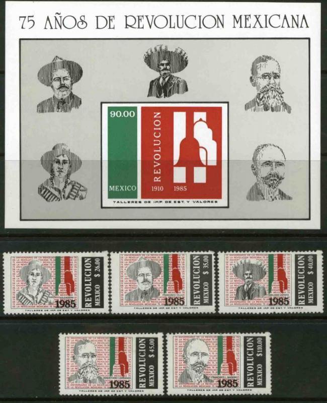 MEXICO 1414-1419 75th Anniversary of the Revolution w/SS MNH