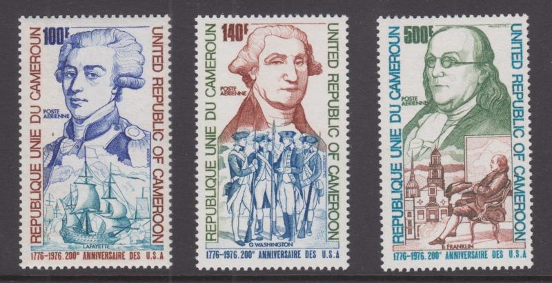 Cameroun Sc C227-C229 MNH. 1975 US Bicentennial, complete set,  VF