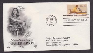 1925 Disabled Persons ArtCraft FDC with neatly typewritten address