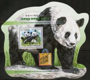 SAO TOME 2015 HONG KONG EXPOSITION 2015 PANDA SOUVENIR SHEET MINT NH