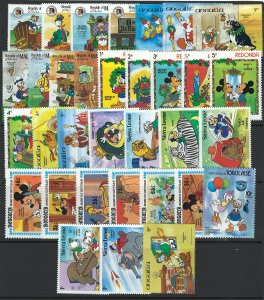 Disnet Characters 33 Different All MNH!