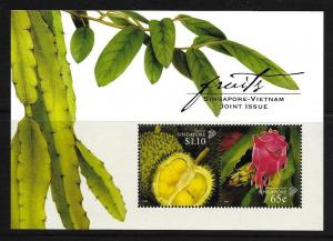 Singapore 2008 Joint Issue With Vietnam Fruits, Durian, Dragon Fruit S/S MNH 