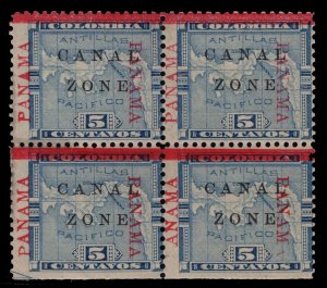 MOMEN: US STAMPS CANAL ZONE #12 BLOCK PANAM/ANAMA MINT OG H LOT #84486*