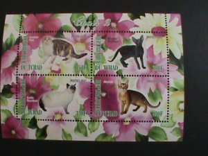 CHAD STAMP 2012  COLORFUL BEAUTIFUL LOVELY CATS-MNH MINI SHEET #1 VERY FINE