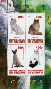 Cat Pet Domestic Animal Angora Turk Maine CoonSouvenir Sheet of 4 Stamps MNH