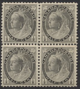 Canada #74 1/2c Victoria Numeral Re-Entry in Block of 4 VF Centered Mint Hinged