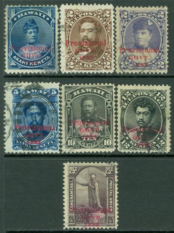 HAWAII : 1893. Scott #54, 56-58, 61-62, 64 Used. Very Fresh. Catalog $151.00.