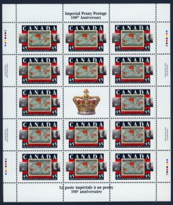 CANADA Sc#1722 Stamp on Stamp, Sir William Mulock, Map sheet of 14 MNH