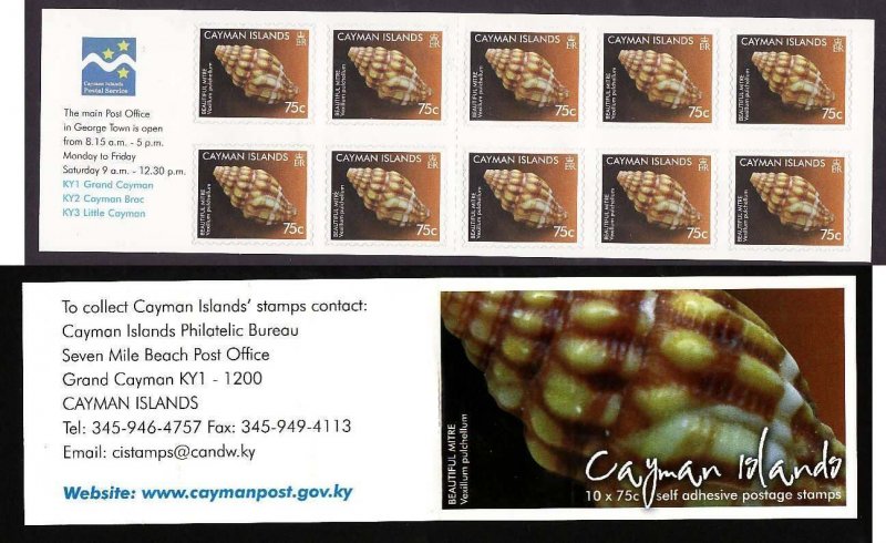 Cayman Is.-Sc.#1066a-Unused NH complete booklet-Marine Life-Shells-2010-