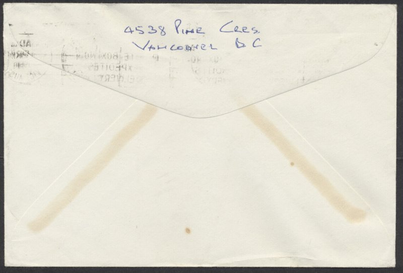 1963 #362 25c Chemical On Vancouver BC to Australia Cover, Redirected