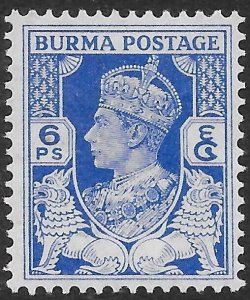 BURMA SG20 1938 6p BRIGHT BLUE MTD MINT (p)