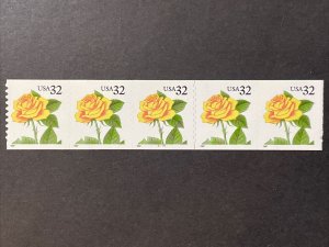 US PNC5 32c Yellow Rose Stamp Sc# 3054 Plate# 5556, MNH