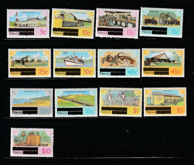 Nevis 100-112 Set MNH Overprints