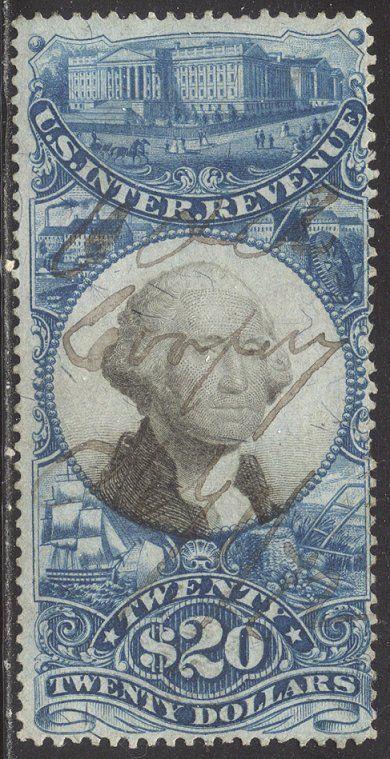 U.S. #R129 SCARCE Used - $20 Blue & Black