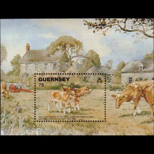 GUERNSEY 1992 - Scott# 475 S/S Cows Used