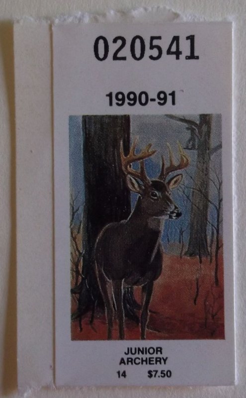 US Revenue New York Resident Junior Archery Hunting 1990 #9  MNH Cat $10.00