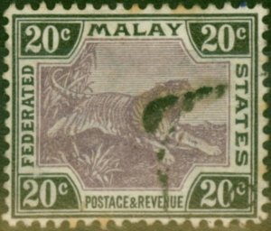 Fed of Malay States 1900 20c Mauve & Black SG21 Good Used