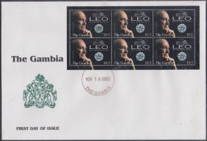 GAMBIA Sc# 2774-5 SET of 2 FDC SHEETLET & S/S  LEO SCHACTER, FAMOUS LEO DIAMONDS