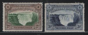 SOUTH RHODESIA  37-37A MINT HINGED VICTORIA FALLS SET 1935-41