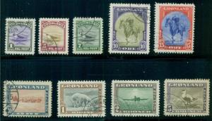 GREENLAND #10-18 (10-18) Complete set, used, VF, Scott $360.00