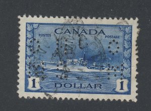 Canada OHMS Perf-in Stamp; #O262-$1.00 Battleship Guide Value = $60.00