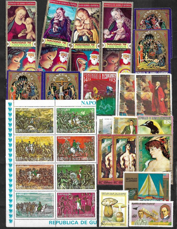 COLLECTION LOT OF 35 EQUATORIAL GUINEA STAMPS CLEARANCE 2 SCAN