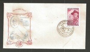 1957 Brazil Scout C87 FDC Baden Powell Centenario cachet 2