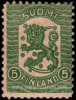 Finland SG#214 Mint - 1918 5p.  - Heraldic, Lions